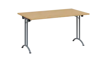 SLA 140 lak skládací jednací stůl 1394x800, deska 25 mm, podnož stříbrný lak, deska javor horský